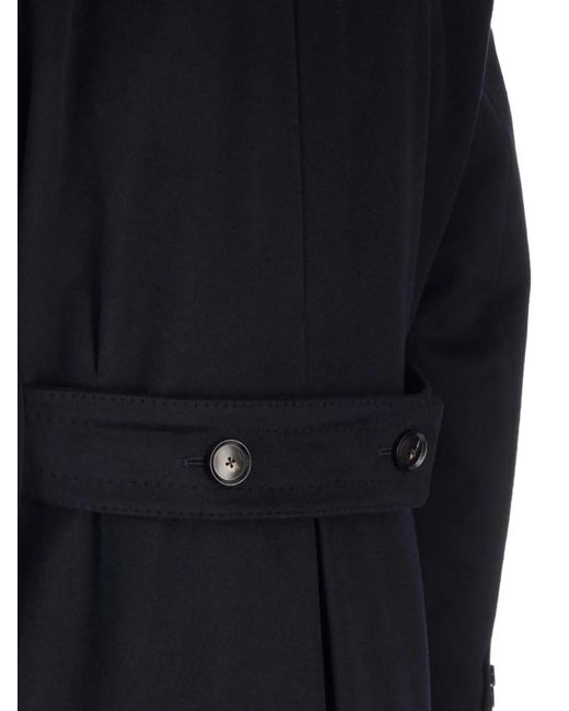 Al Duca D'aosta Blue Double-Breasted Cashmere Midi Coat for men