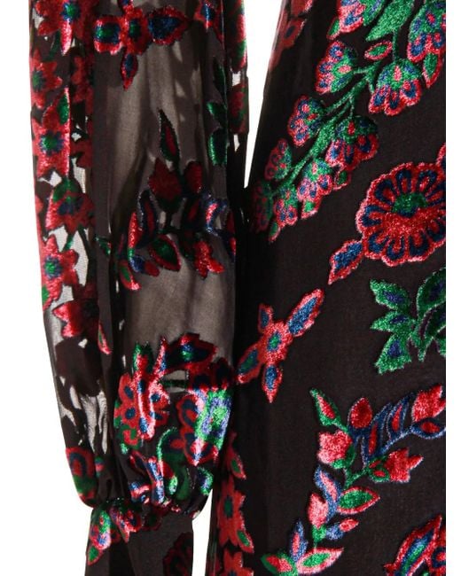 Etro Blue Floral-Velvet Maxi Dress