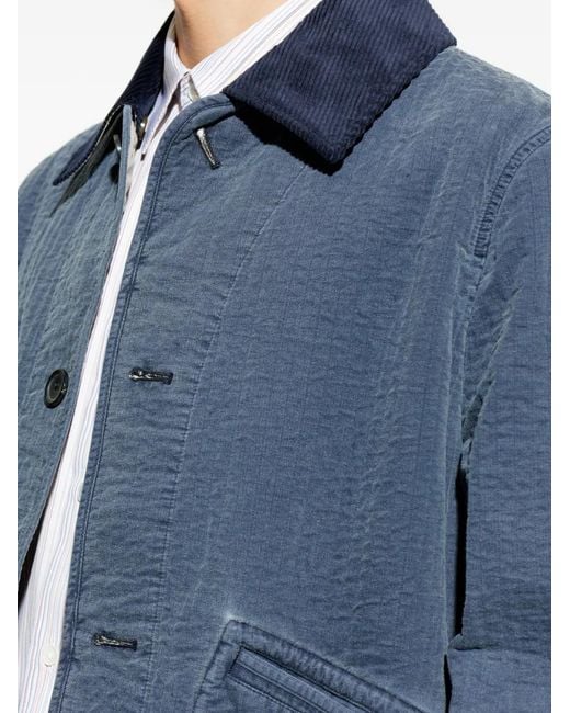 Paul Smith Blue Veste À Col En Velours Côtelé for men
