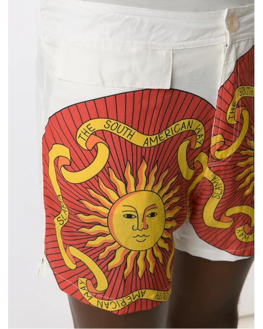Amir Slama Orange Print Sol Shorts for men