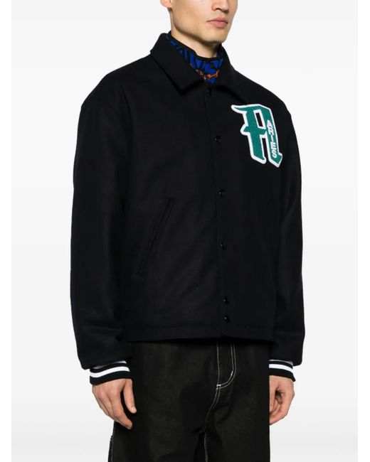 Aries Black Logo-Appliqué Varsity Jacket for men