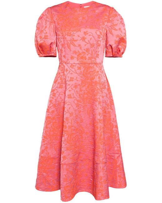 Erdem Pink Floral-print Damask Dress