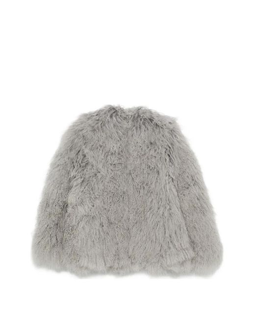 Martha Louis Gray Shearling-Effect Jacket