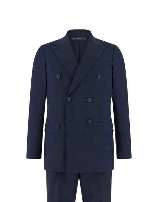 Boggi Blue Prince Of Wales Check Double-Breasted Suit for men