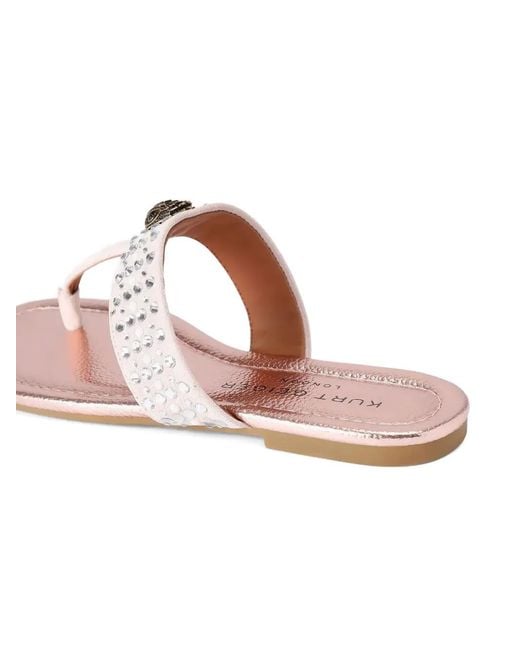 Kurt Geiger White Kensington Crystal Eagle Flat Sandals