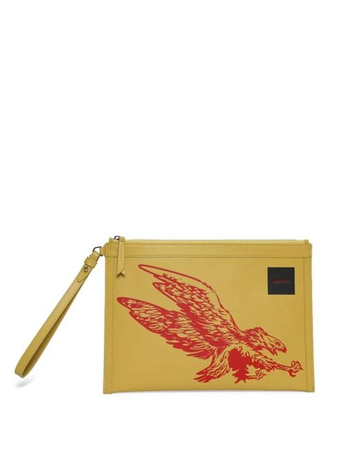 メンズ Lanvin プリント クラッチバッグ Yellow