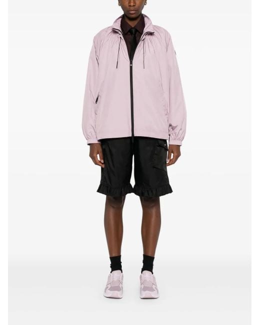Moncler Pink Valencay Drawstring-Neck Puff-Sleeve Jacket