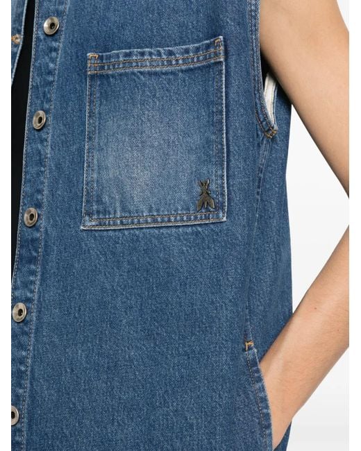 Patrizia Pepe Blue Sleeveless Denim Shirt