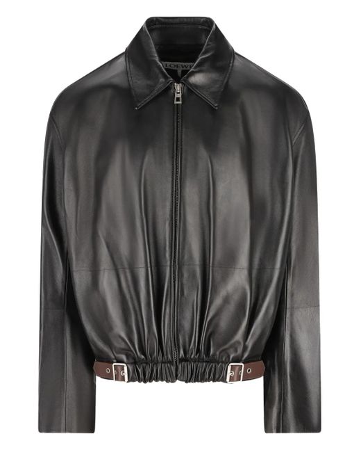 Loewe Black Belted Leather Jacket for men