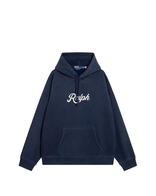 Polo Ralph Lauren Blue Logo-Print Drawstring Hoodie for men