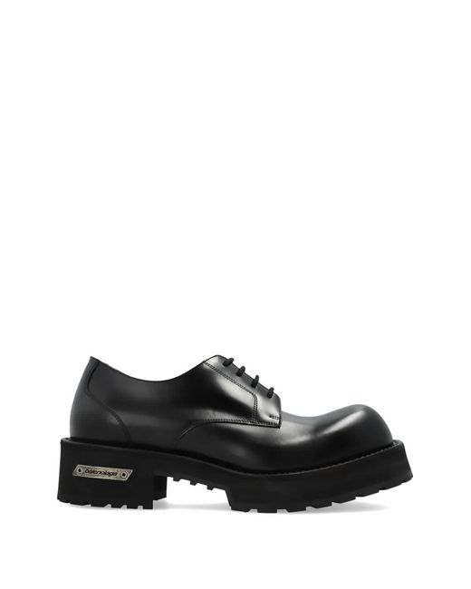 Balenciaga Black Lace-Up Calf Leather Sneakers for men