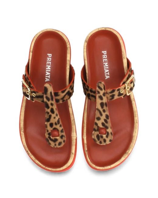 Premiata Brown Ponyhide Thong Sandals