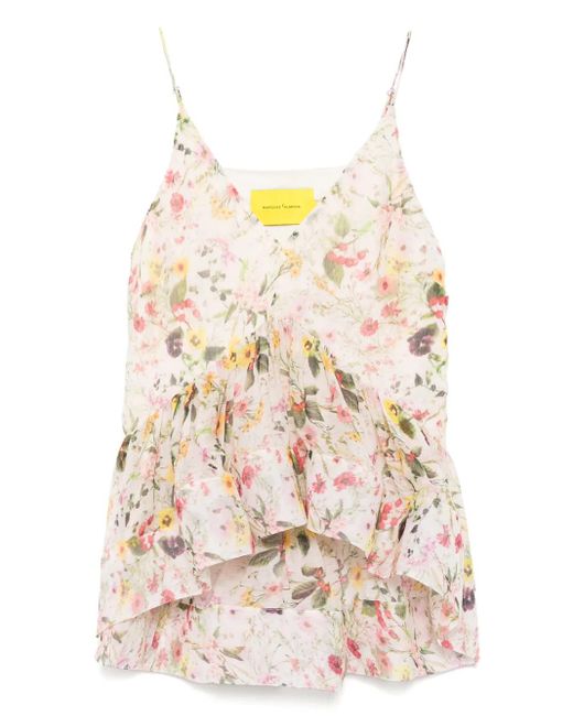 Marques'Almeida Merken Almeida Bloemenviscose Top in het White