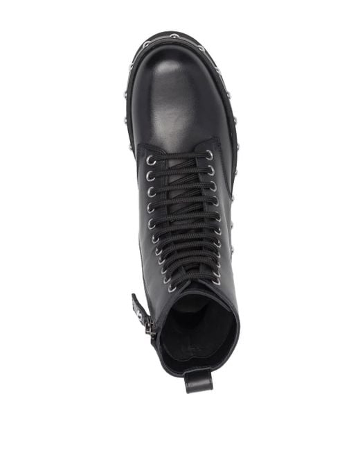 Furla Black Studded Lace-Up Boots