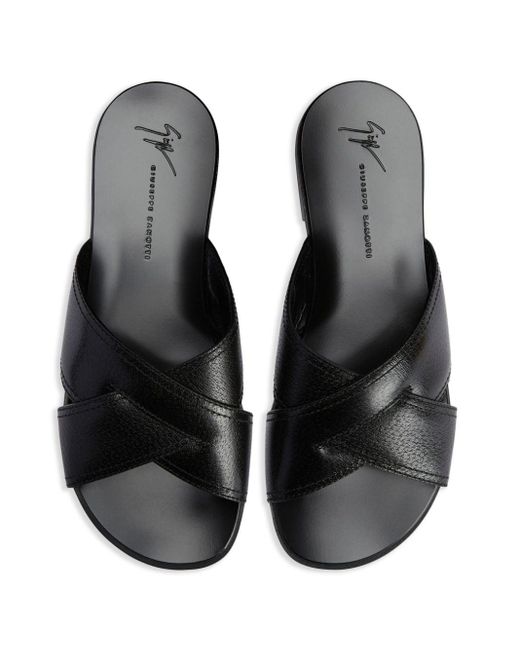 Giuseppe Zanotti Black Flavio Crossed-leather Sandals for men