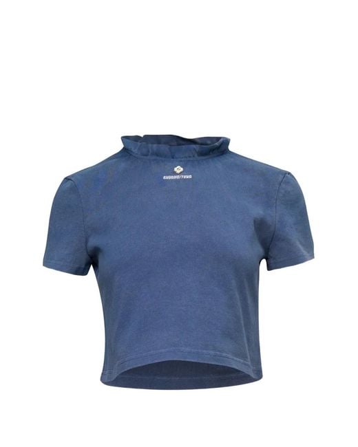 ShuShu/Tong Blue Ruffled-Collar T-Shirt