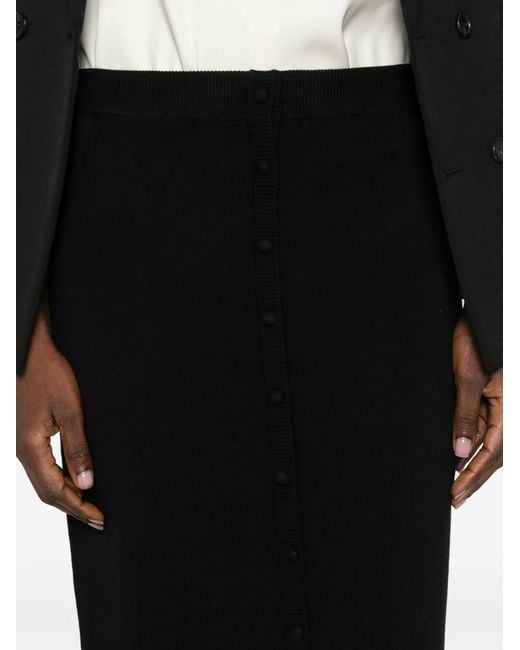 Victoria Beckham Black Button-Detail Midi Skirt
