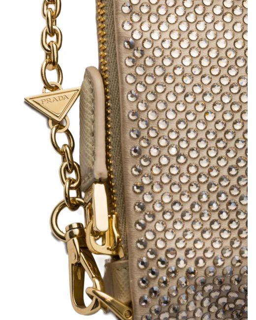 Clutch Mini Con Borchie di Prada in Gray