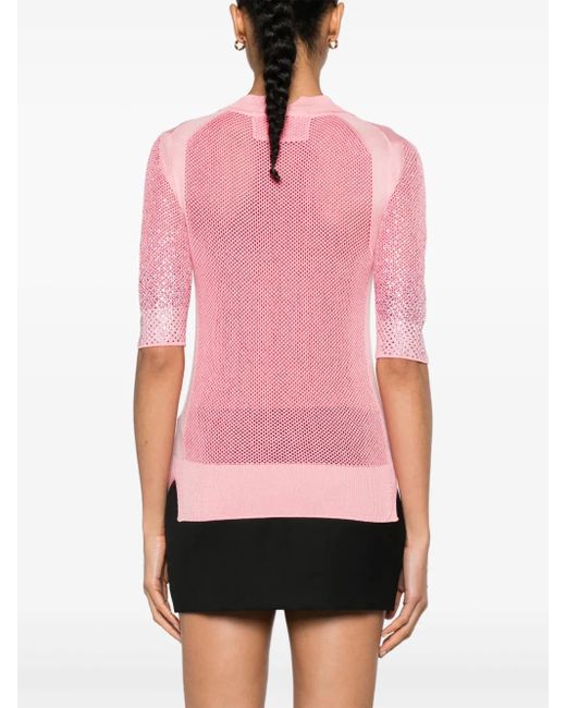 Ermanno Scervino Pink Crystal-Embellished Cotton Top