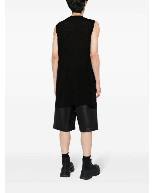 Julius Black Sleeveless Long-length T-shirt for men