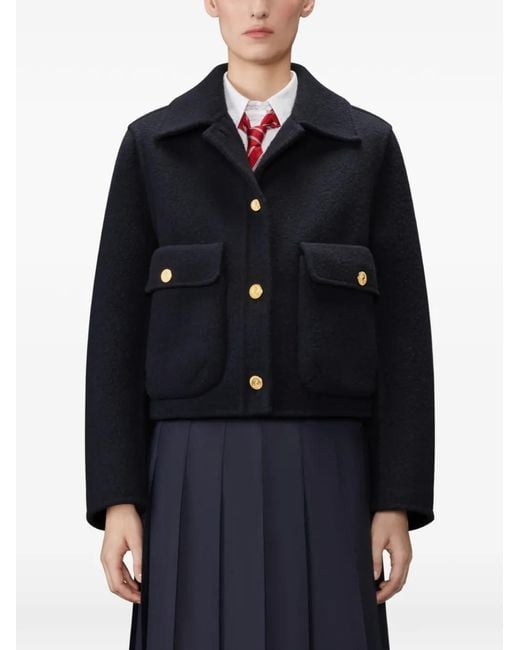 Thom Browne Blue Bell-Sleeve Wool Jacket