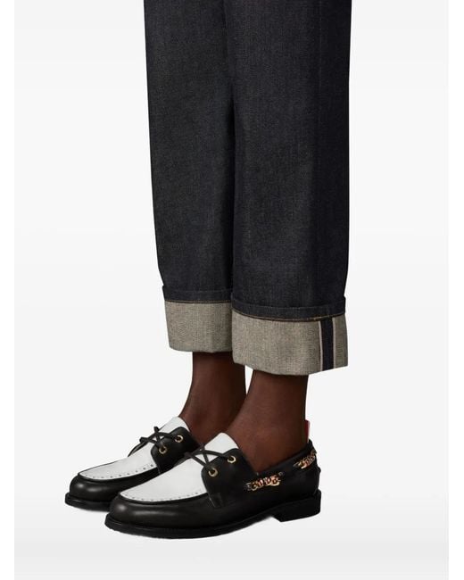 Thom Browne Black Chaussures Bateau À Détail De Chaîne