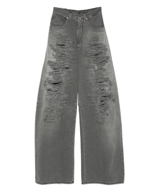MM6 by Maison Martin Margiela Women's Gray Distressed Jeans