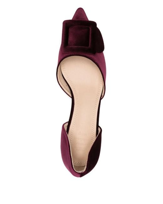 Twentyfourhaitch Red Buckled Pointed-Toe Pumps