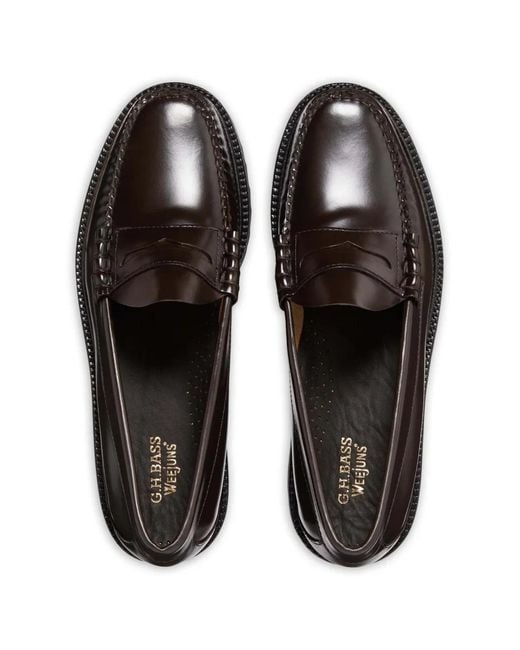 G.H.BASS Black Weejuns Lug Larson Penny Loafers for men