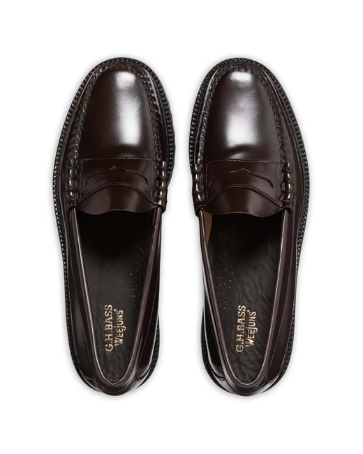 G.H.BASS Black Weejuns Lug Larson Penny Loafers for men