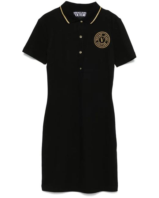 Versace Jeans Couture Black Logo-Embroidered Mini Dress