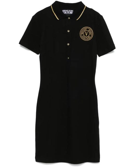 Versace Jeans Couture Black Logo-Embroidered Mini Dress