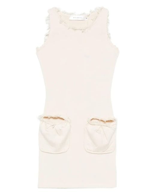 AYA MUSE Natural Fleur Frayed-Detail Mini Dress
