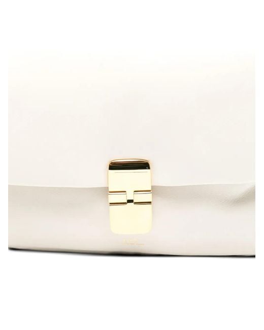 A.P.C. White Grace Soft Leather Shoulder Bag