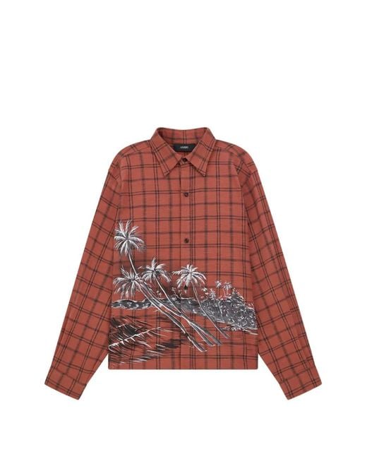 Amiri Red Chemise En Flanelle Palms for men