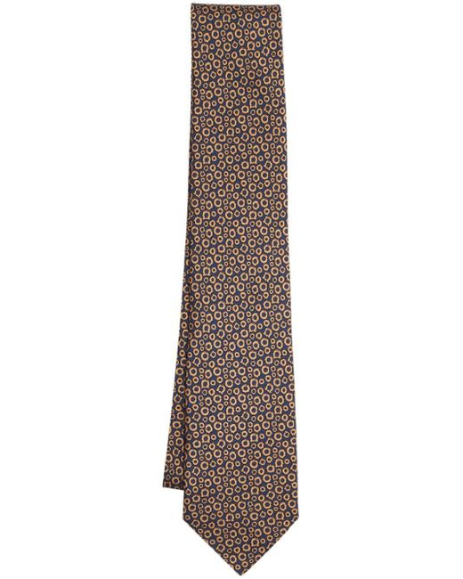 Ferragamo Brown Gancini-print Silk Tie for men