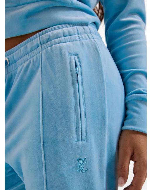 Juicy Couture Blue Diamanté Velour Track Pants