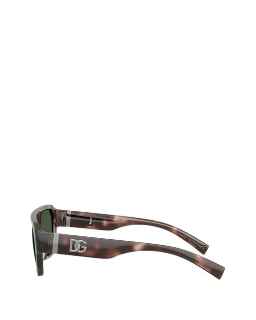 Dolce & Gabbana Green Tortoiseshell-Effect Rectangle-Frame Sunglasses for men