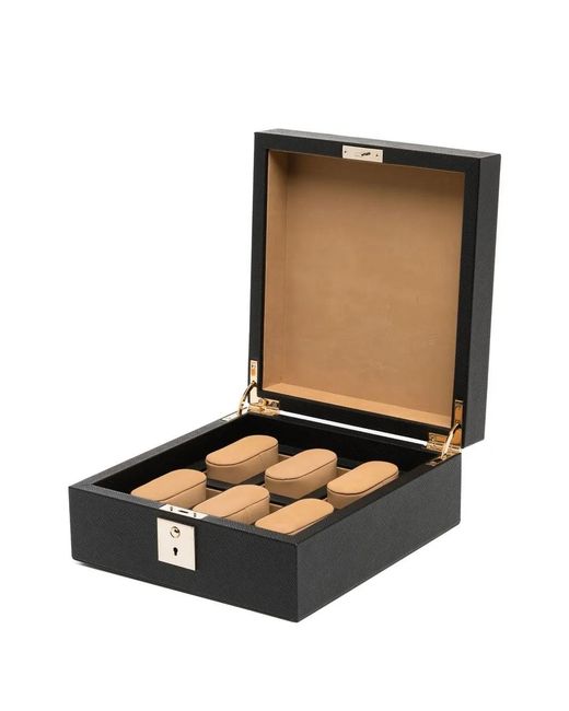 Smythson Black Lockable Watch Box for men