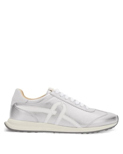 Furla White Retrò Laminated Logo-Detail Sneakers