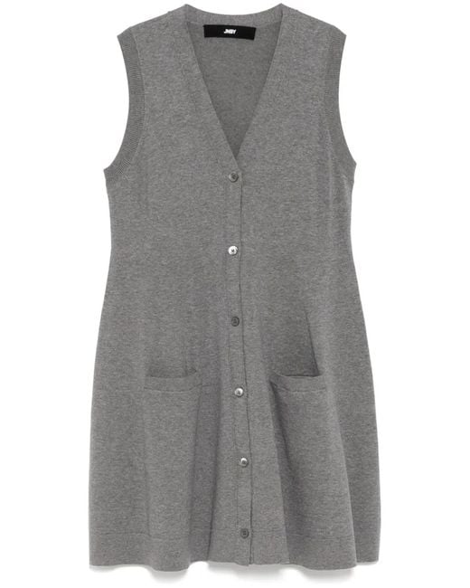 JNBY Gray V-Collar Sleeveless Knitted Dress