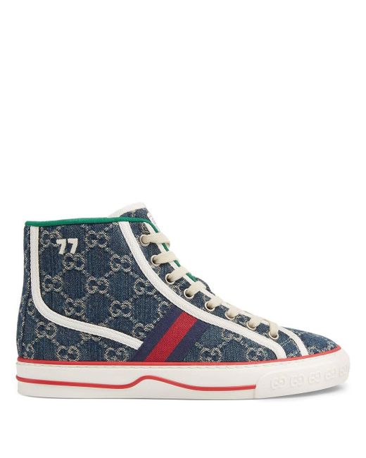Gucci Denim Tennis 1977 Sneakers in het Blauw - Lyst
