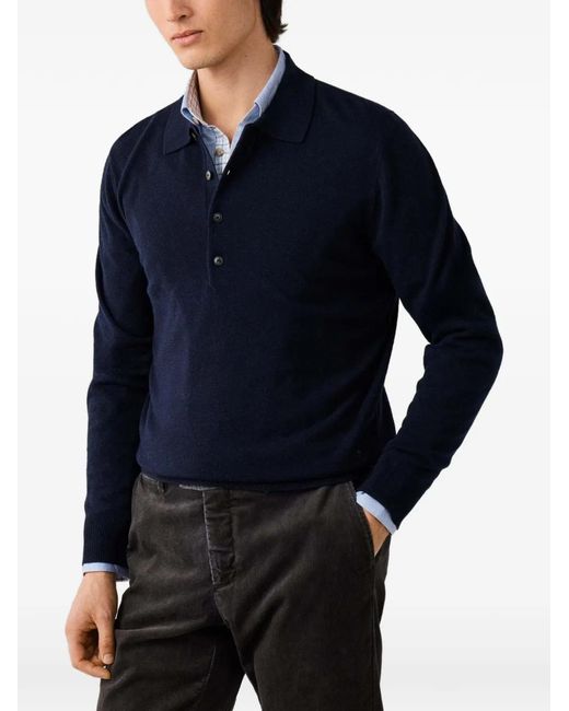Hackett Blue Knitted Polo Knit for men