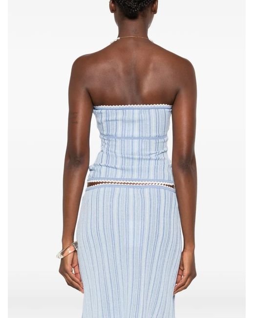 Asta Resort Blue Cleo Lace-Up Top