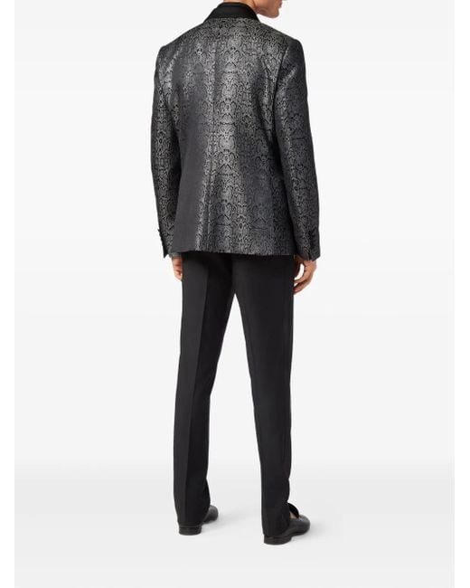 Billionaire Black Snakeskin-Jacquard Blazer for men
