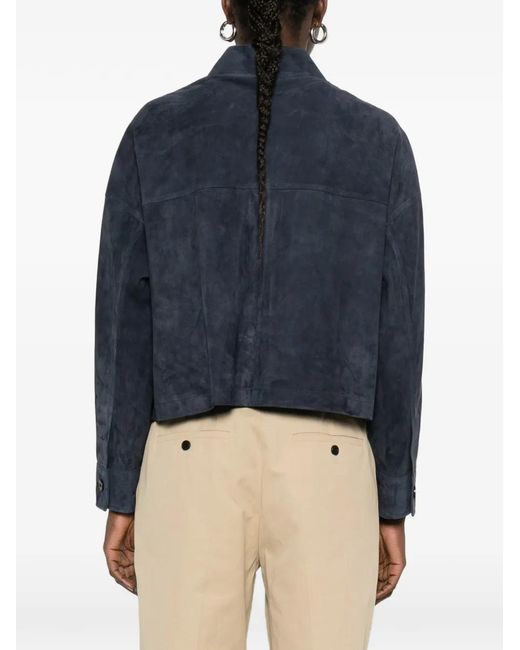 Arma Blue Suede Patch-Pocket Jacket
