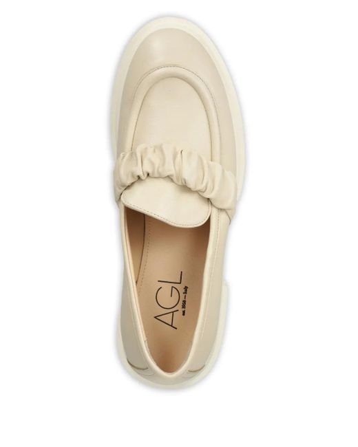 Agl Attilio Giusti Leombruni Natural 60Mm Ruffled Platform Loafers