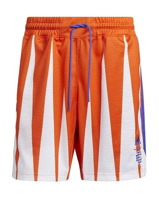 メンズ Adidas ジオメトリックパターン ショートパンツ Orange
