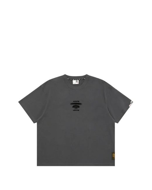 Aape By A Bathing Ape Gray Embroidered Logo-Patch T-Shirt for men