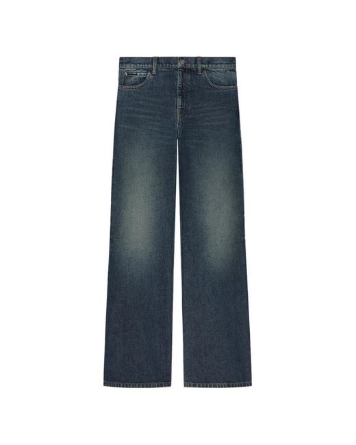 Courreges Blue Washed Wide-Leg Jeans for men